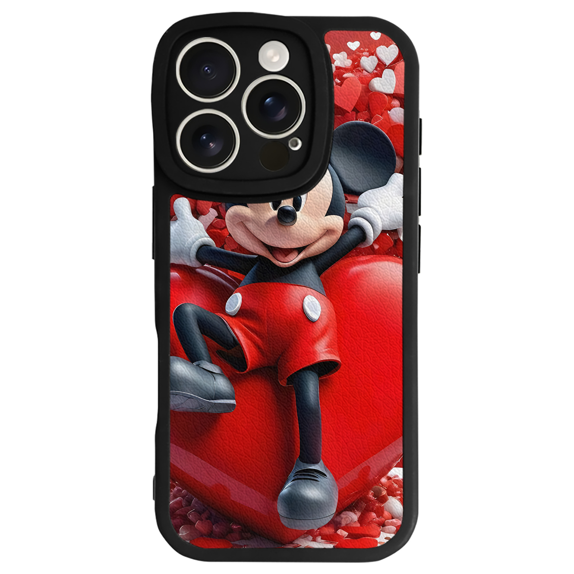 （画像用） ミッキーマウス Mickey Mouse 【iPhone 16シリーズ対応】シリコンスマホケース（レザー調） 材質：シリコン